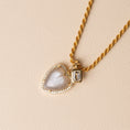 Load image into Gallery viewer, Yellow Gold Diamond and Grey Moonstone Chubby Heart Charm
