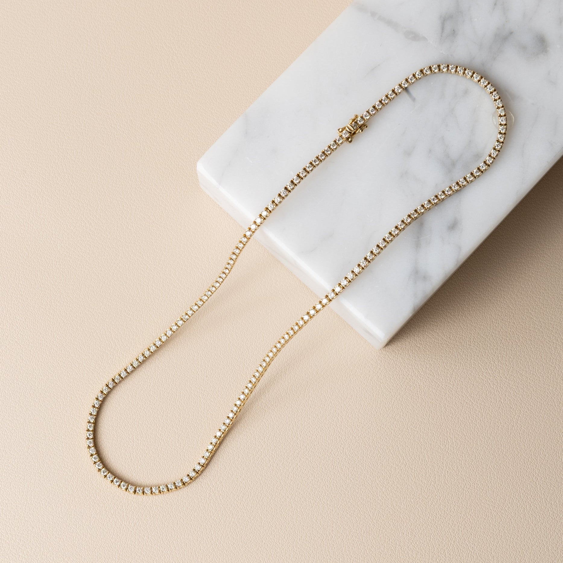 All The Way Yellow Gold 4.95cts Diamond 15.75" Tennis Choker Necklace