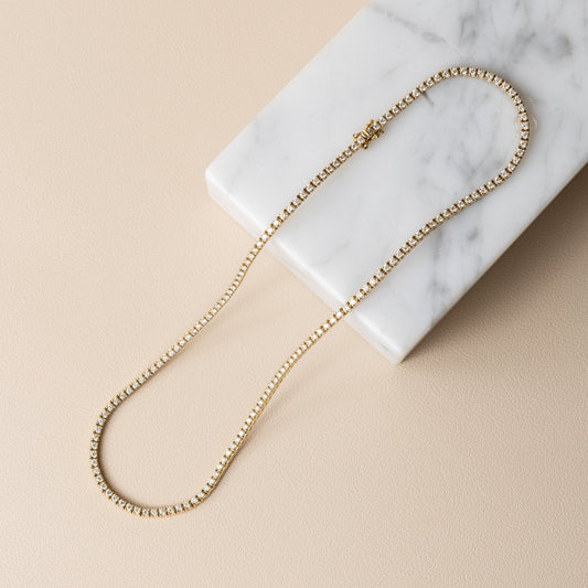 All The Way Yellow Gold 4.95cts Diamond 15.75" Tennis Choker Necklace