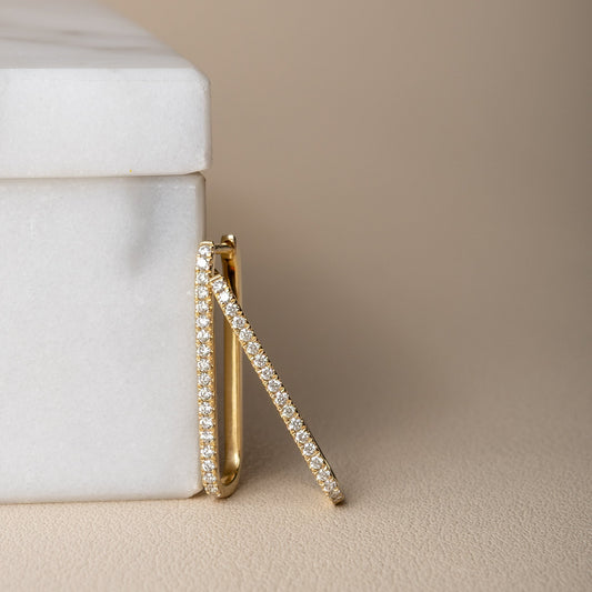 Paperclip Timeless 25mm Yellow Gold Diamond Hoops