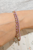 Load image into Gallery viewer, 14 Karat Yellow Gold Pink Sapphire Tennis Bracelet
