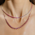 Load image into Gallery viewer, 14 Karat Gold and Ombre Pink Sapphire 8.00cts Oval 16.00" Tennis Necklace
