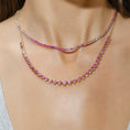 Load image into Gallery viewer, 14 Karat Gold and Ombre Pink Sapphire 8.00cts Oval 16.00" Tennis Necklace
