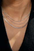 Load image into Gallery viewer, 14 Karat White Gold Bezel Diamond Tennis Necklace 3.00cts 18.00"
