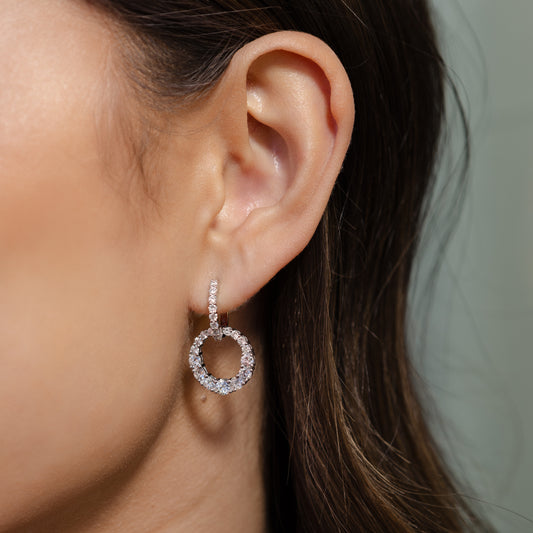 18 Karat Diamond Disk Drop Earrings