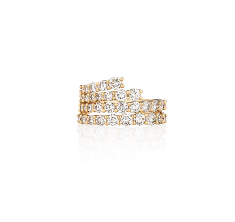 18 Karat Yellow Gold Diamond Cascading Ring