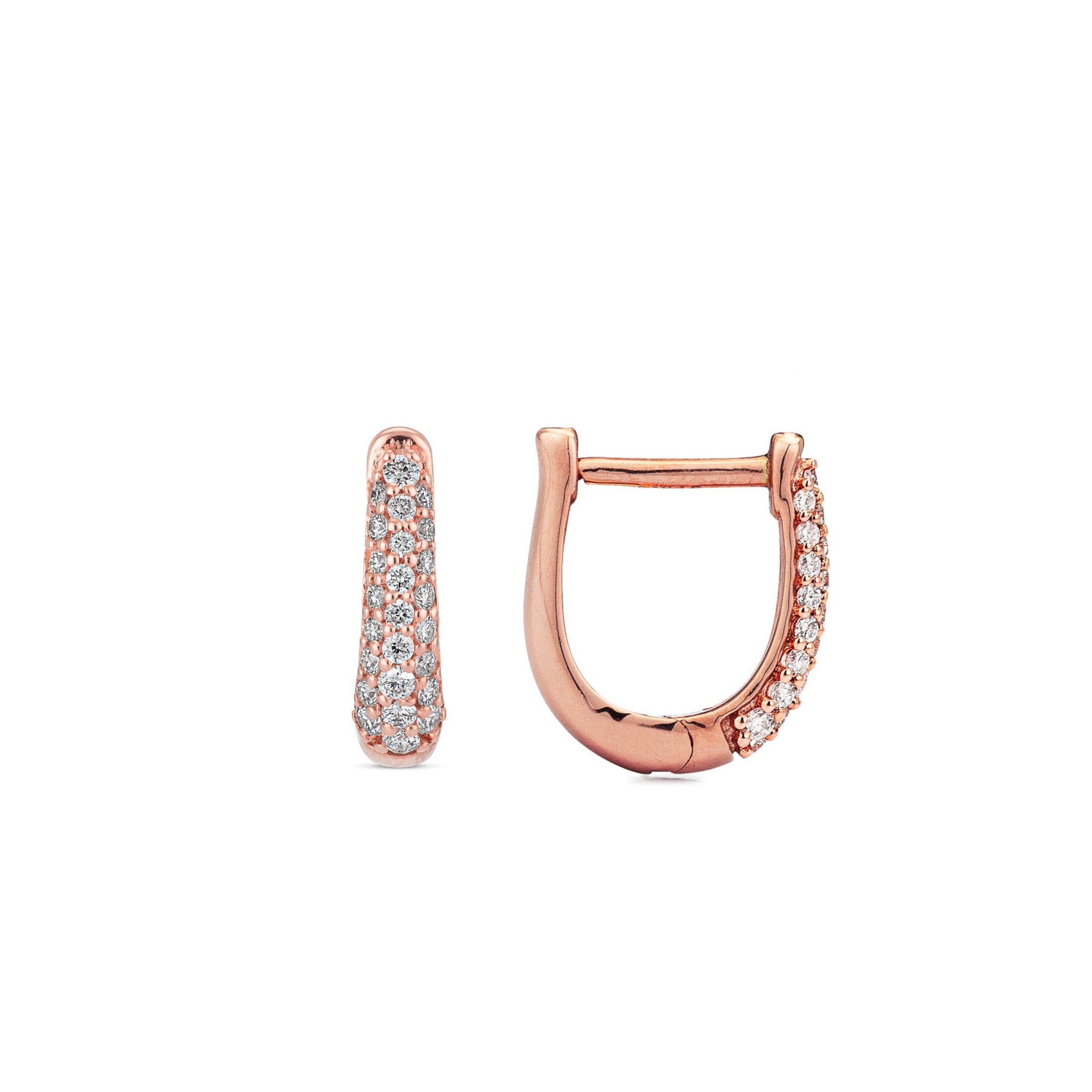 Three Row Pave Diamond 10mm Hoops