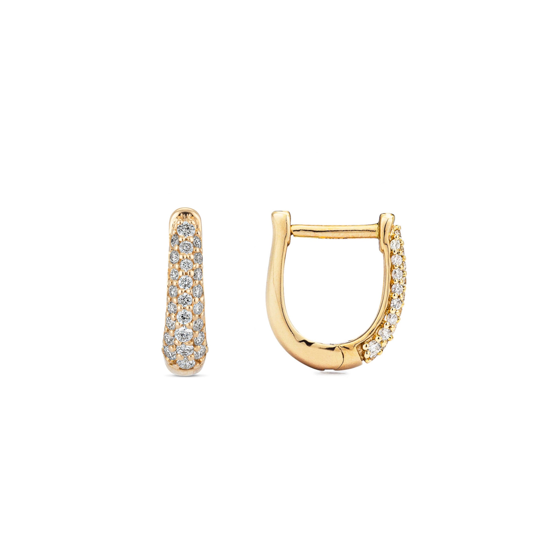 Three Row Pave Diamond 10mm Hoops