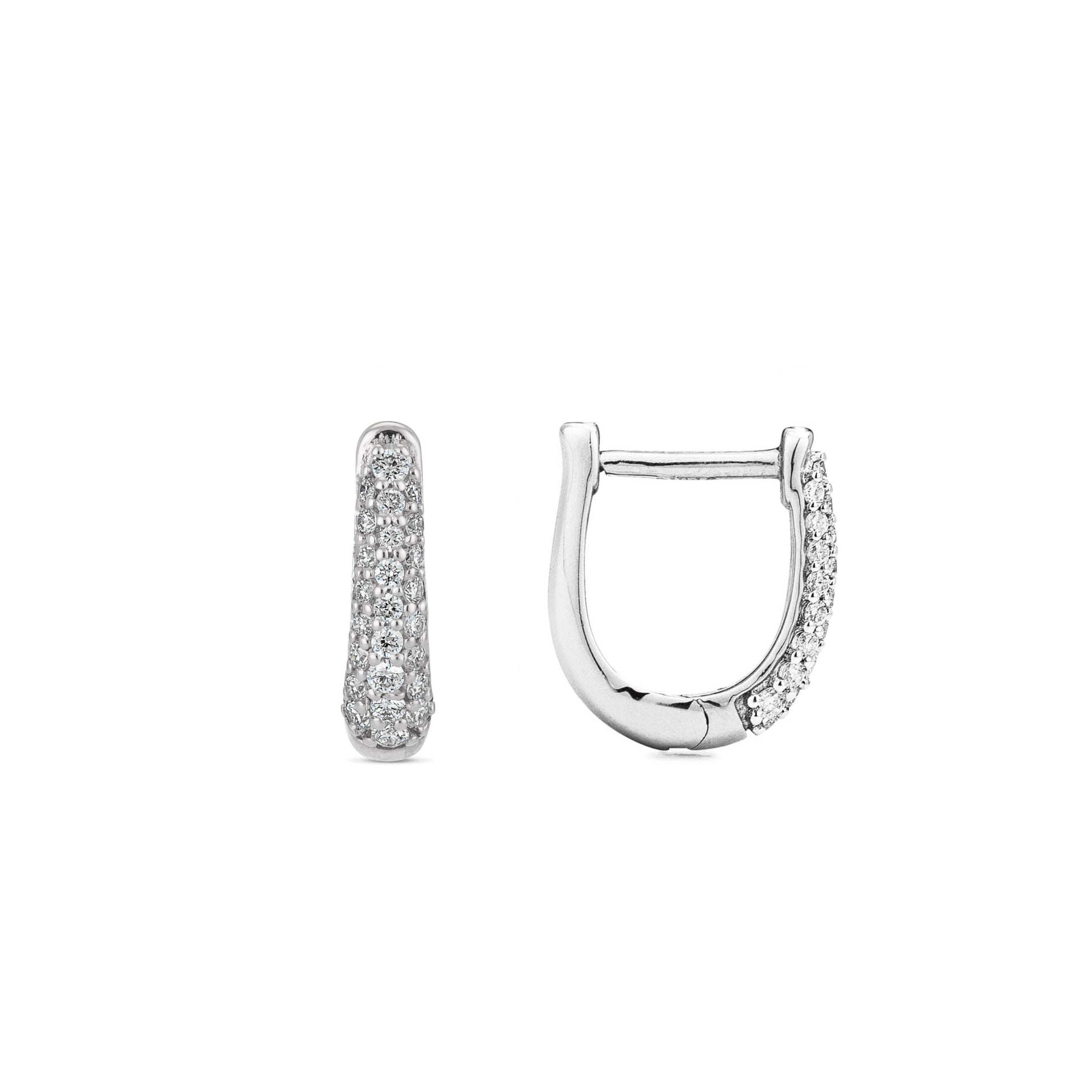 Three Row Pave Diamond 10mm Hoops