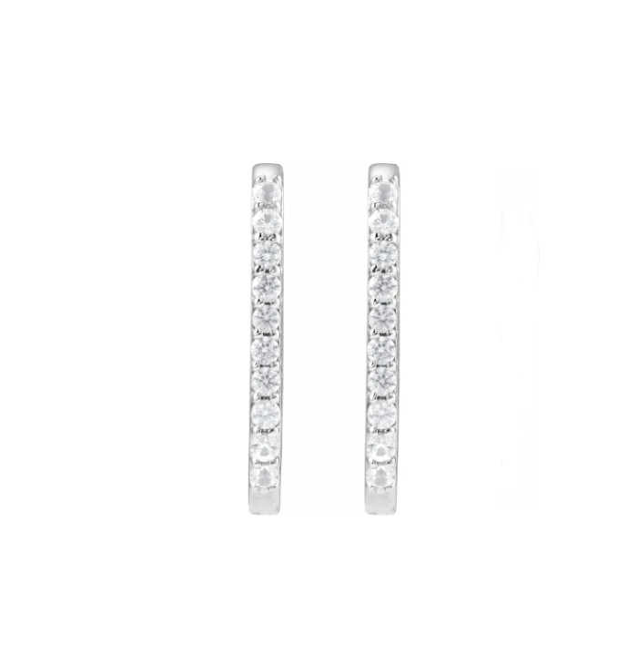 Rectangle 20mm White Sapphire Hoops