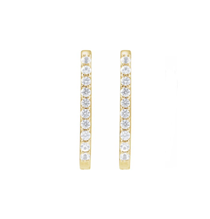 Rectangle 20mm White Sapphire Hoops