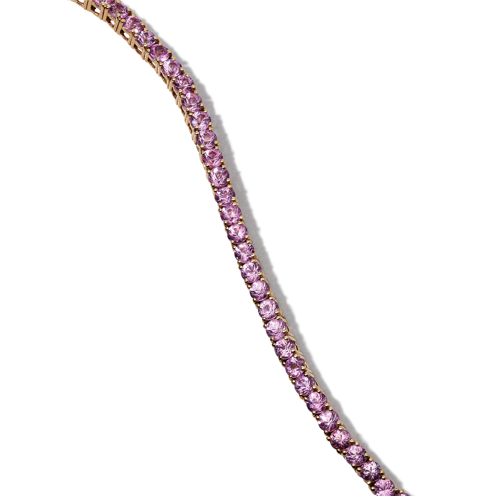 14 Karat Yellow Gold Pink Sapphire Tennis Bracelet