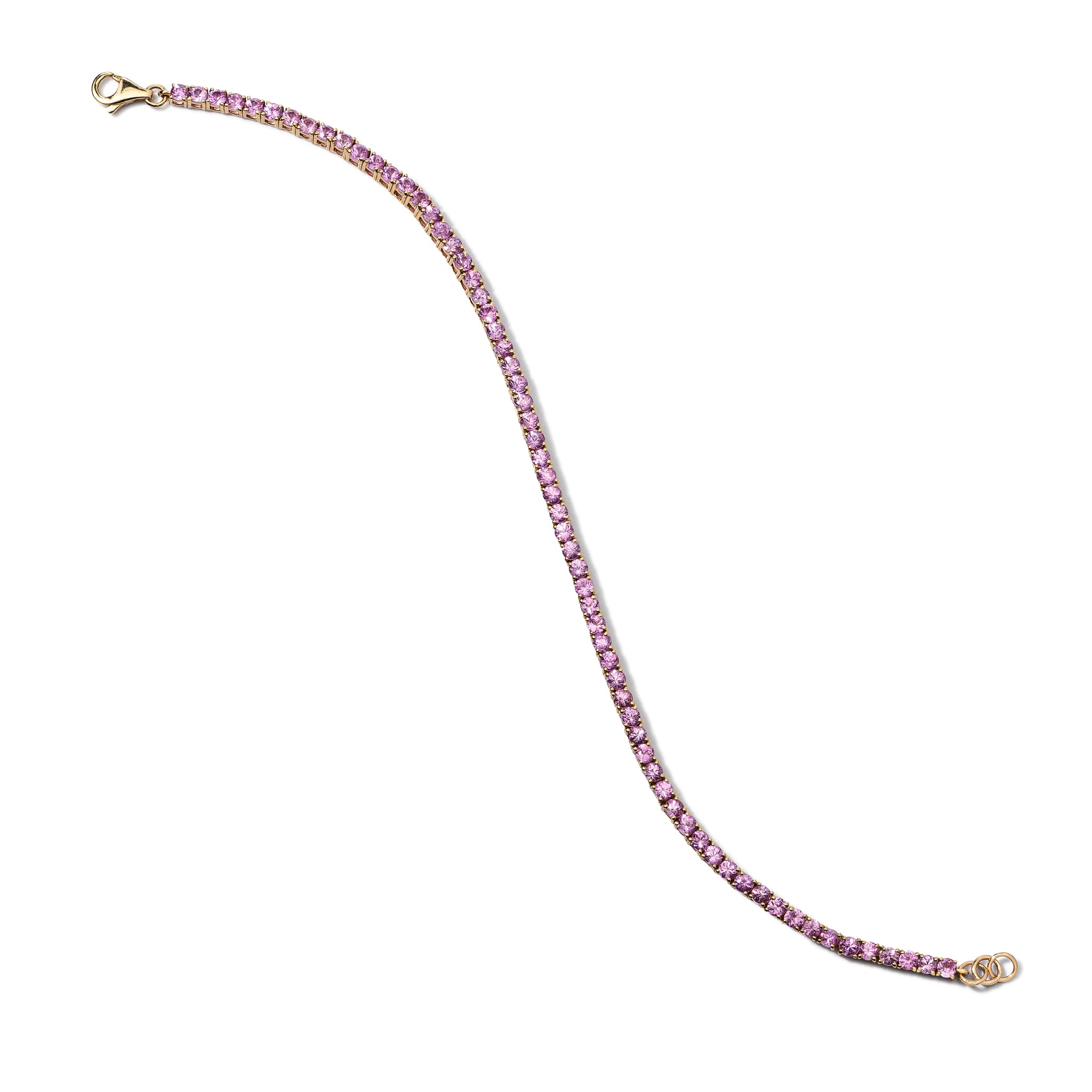 14 Karat Yellow Gold Pink Sapphire Tennis Bracelet