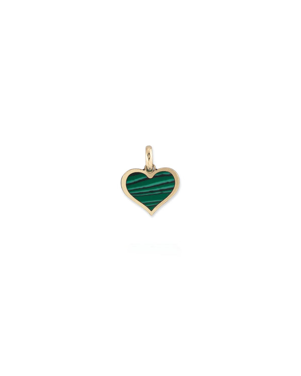 Yellow Gold and Malachite Heart Charm