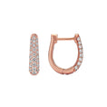 Load image into Gallery viewer, Three Row Pave Diamond 15mm Hoops
