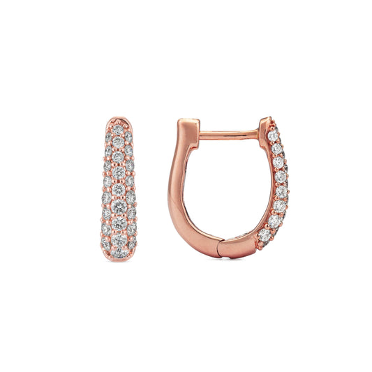 Three Row Pave Diamond 15mm Hoops