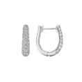 Load image into Gallery viewer, Three Row Pave Diamond 15mm Hoops
