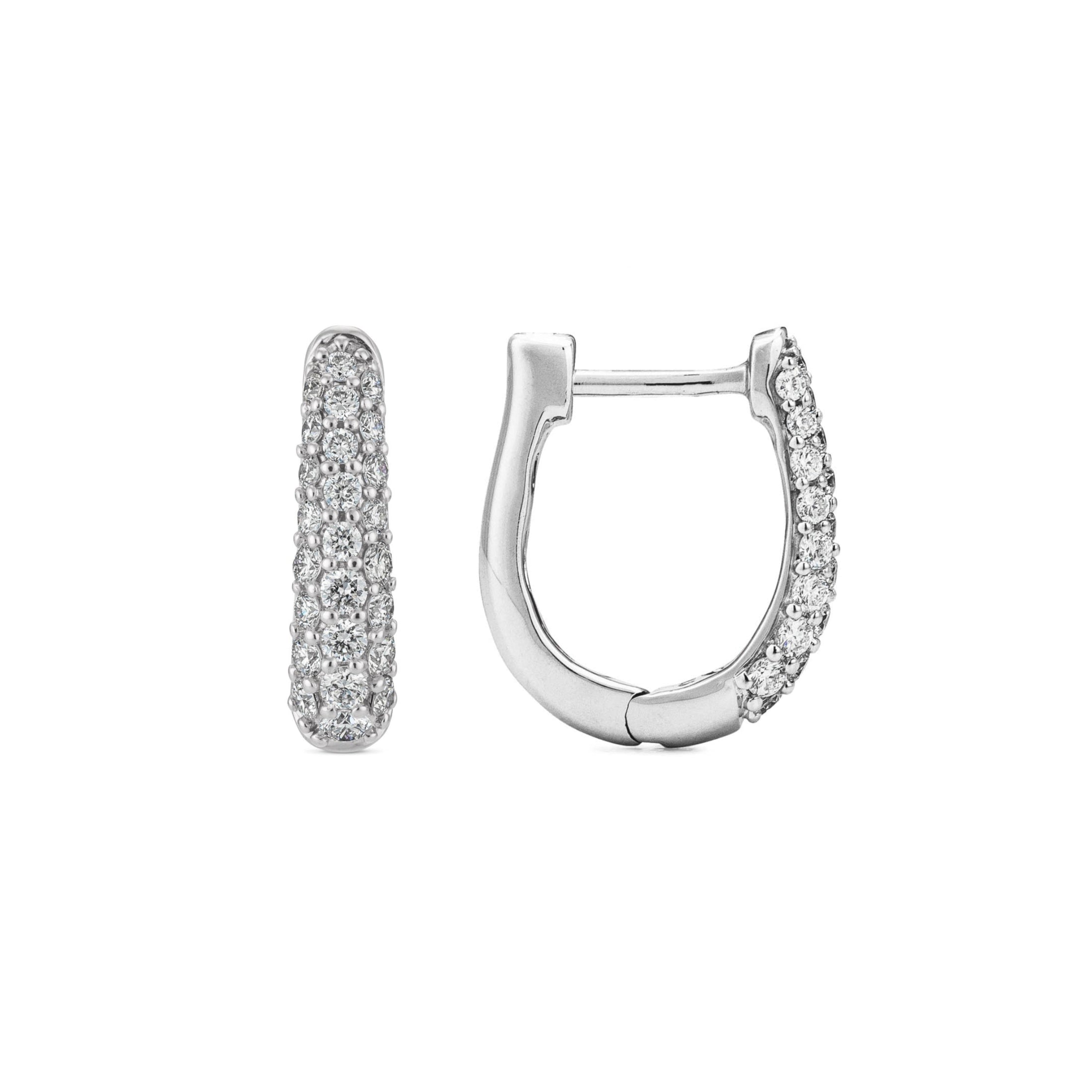 Three Row Pave Diamond 15mm Hoops