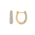 Load image into Gallery viewer, Three Row Pave Diamond 15mm Hoops
