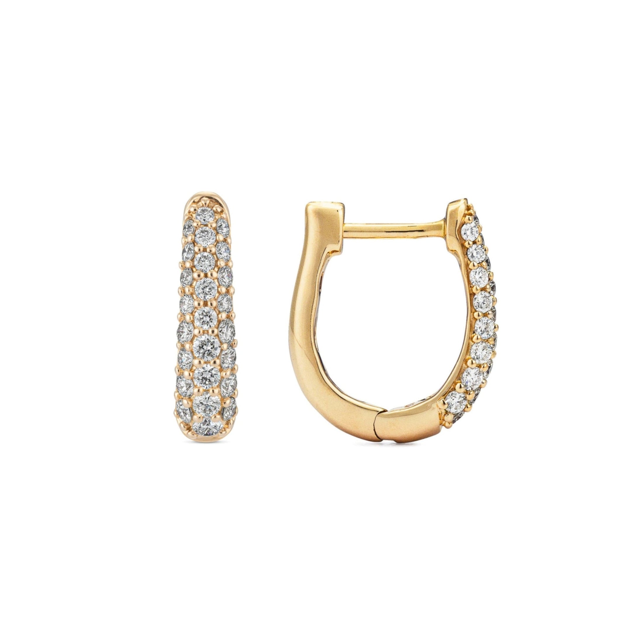 Three Row Pave Diamond 15mm Hoops