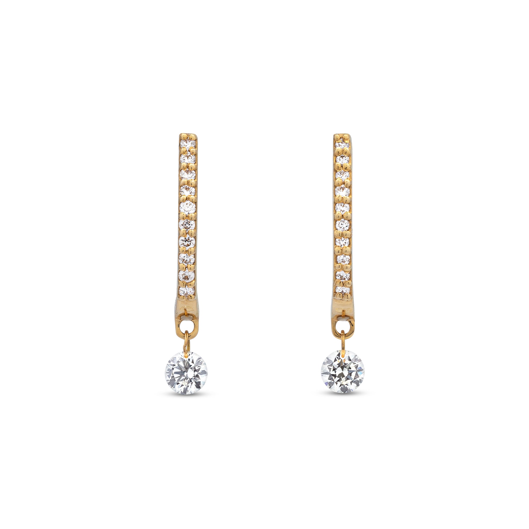 18 Karat Yellow Gold Aspen Air Single Diamond Drop Earrings