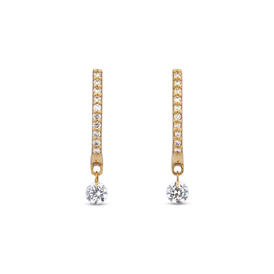 18 Karat Yellow Gold Aspen Air Single Diamond Drop Earrings