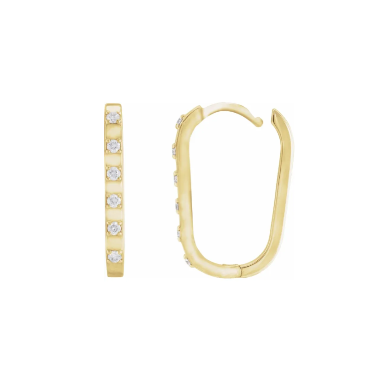 Rectangle High Polished Alternating 20mm Diamonds Hoops