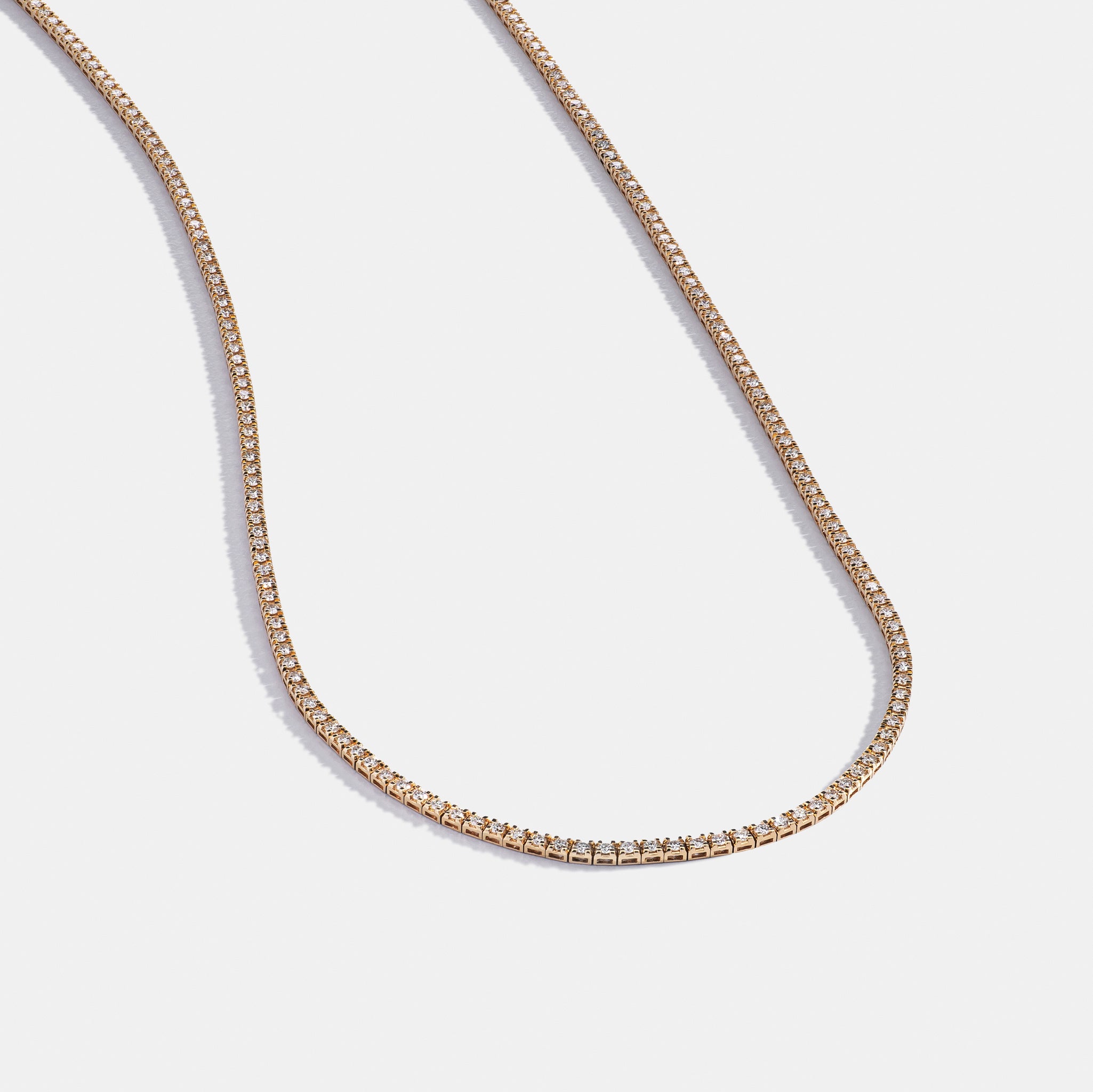 All The Way Diamond Yellow Gold 7.50cts Long 36" Tennis Necklace