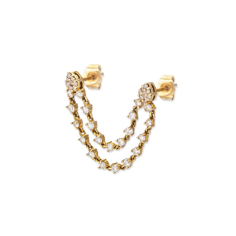 14 Karat Gold Diamond Double-Piercing Single Earring