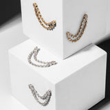 14 Karat White Gold Diamond Double-Piercing Single Earring
