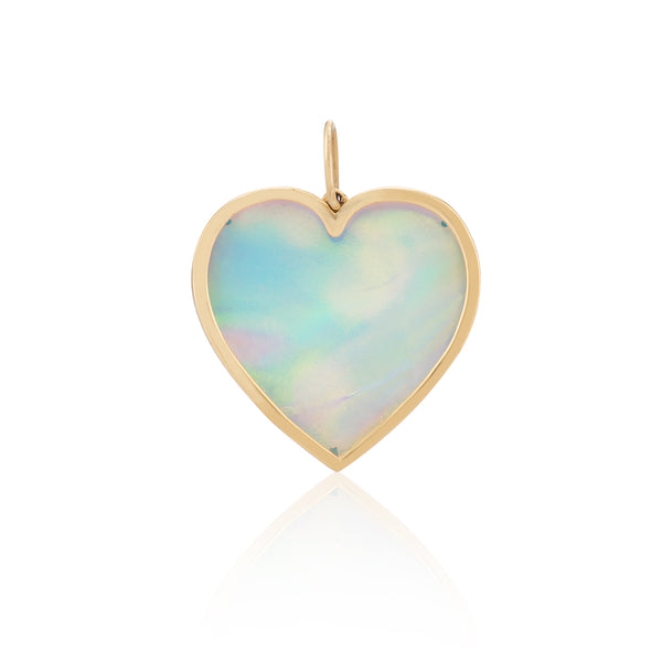 Yellow Gold Bezel Set Opal Heart Charm