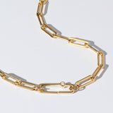 Gold Filled Chain Large Diamond Clasp Necklace