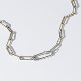 Sterling Silver Chain Large Diamond Clasp Necklace