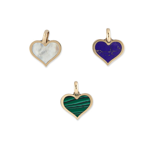 Yellow Gold and Malachite Heart Charm