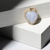 Gold Diamond and Chalcedony Chubby Heart Charm