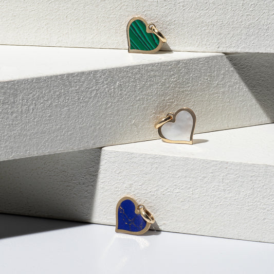 Yellow Gold and Lapis Heart Charm
