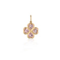 Load image into Gallery viewer, Yellow Gold and Pink Sapphire Clover Charm

