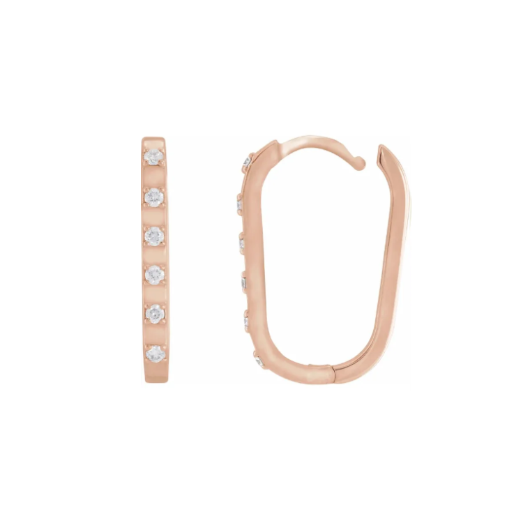 Rectangle High Polished Alternating 20mm Diamonds Hoops