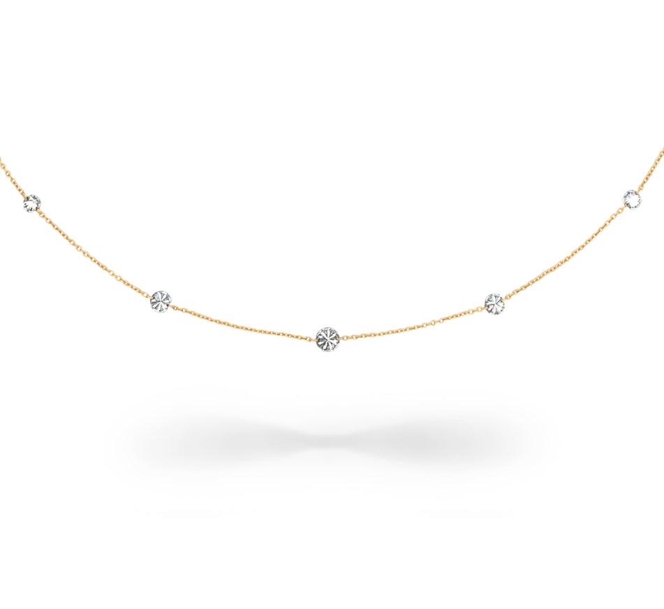 18 Karat Yellow Gold Aspen Air Seven Diamond Necklace