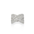 Load image into Gallery viewer, 18 Karat White Gold Criss Cross Baguette Cocktail Ring
