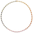 Load image into Gallery viewer, 14 Karat Yellow Gold and Diamond Sapphire Rainbow Tennis Necklace 25.00cts 17.50"
