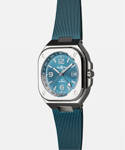 BELL & ROSS BR05-GMT-STEEL-RUBBER-SKY BLUE-41MM