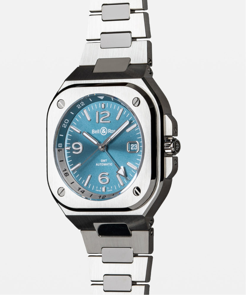 BELL & ROSS BR05-GMT-STEEL-BRACELET-SKY BLUE-41MM