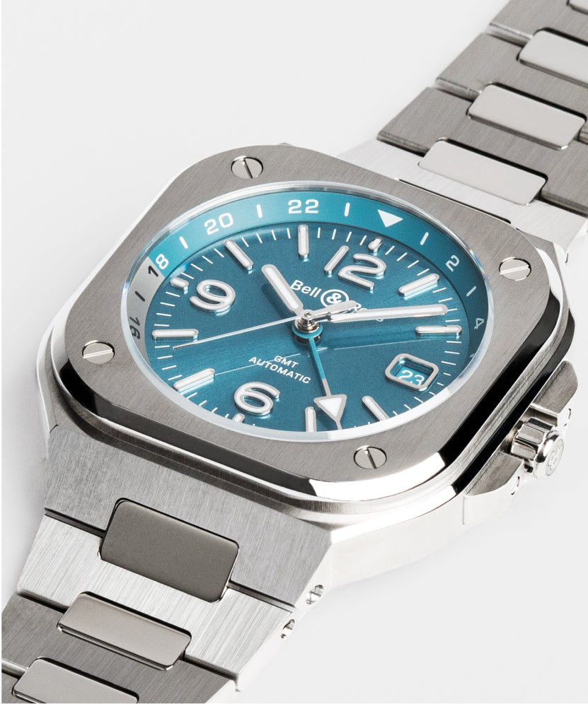 BELL & ROSS BR05-GMT-STEEL-BRACELET-SKY BLUE-41MM – RACHEL LYNN