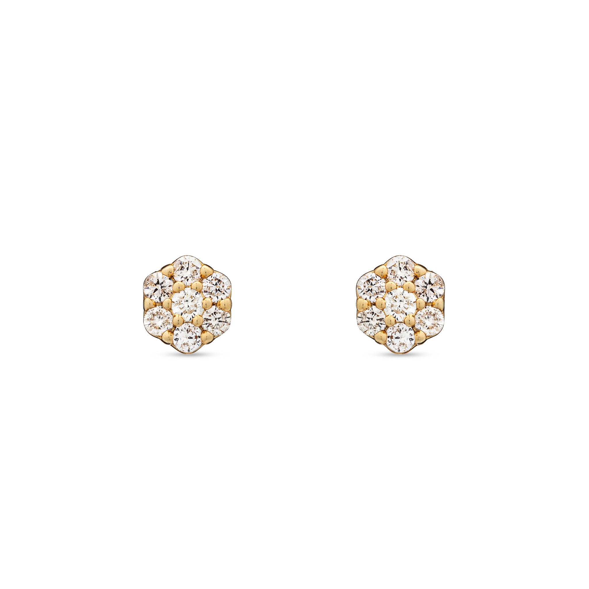 14 Karat Yellow Gold Diamond Mini Pave Stud Earrings