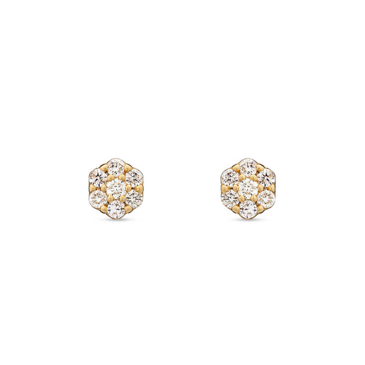 14 Karat Yellow Gold Diamond Mini Pave Stud Earrings