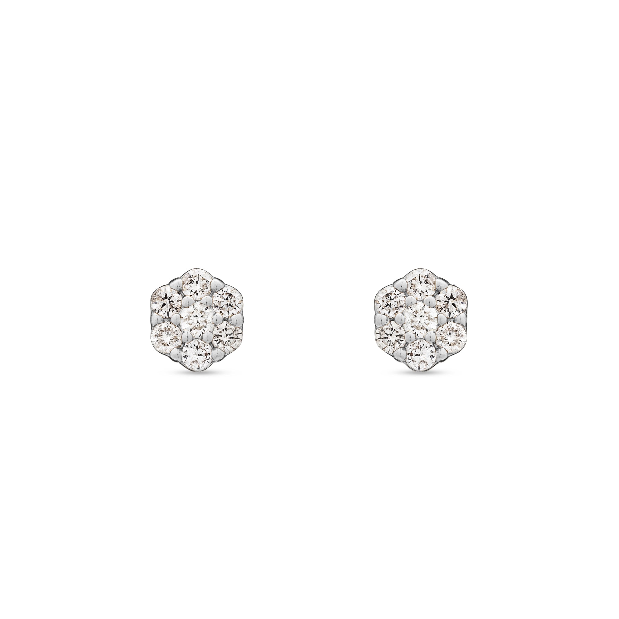 14 Karat White Gold Diamond Mini Pave Stud Earrings