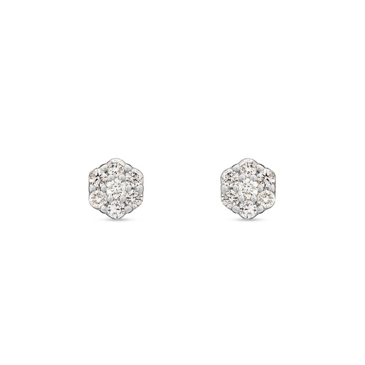 14 Karat White Gold Diamond Mini Pave Stud Earrings