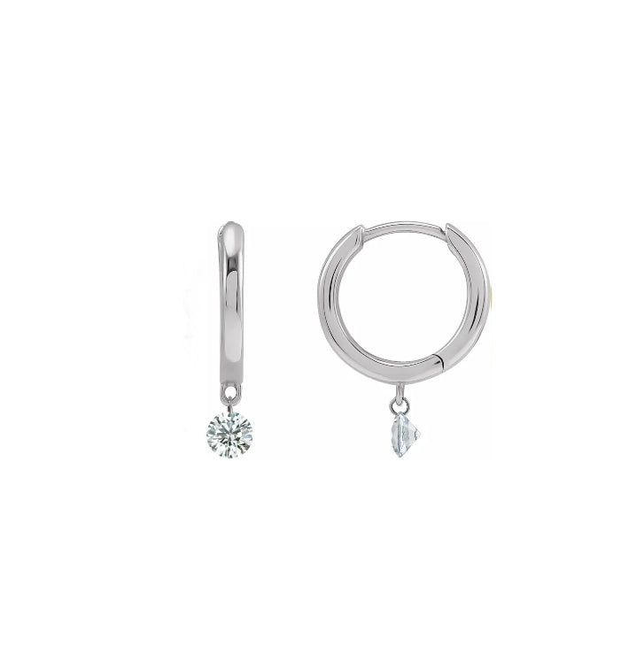 Round Aspen Air Single Diamond 12mm Hoops