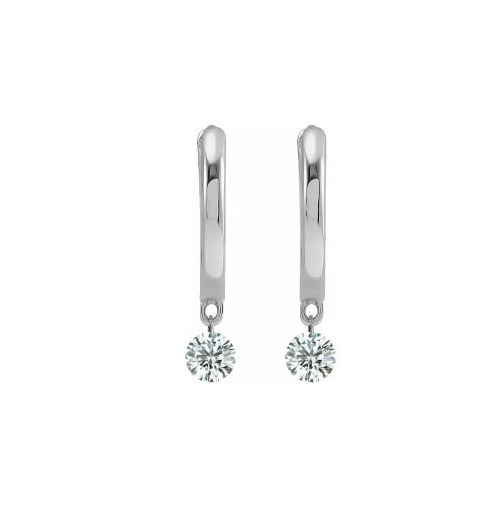 Round Aspen Air Single Diamond 12mm Hoops